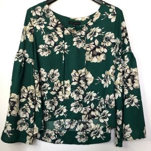 Sanctuary Floral Tie Front Bell Sleeve Top M